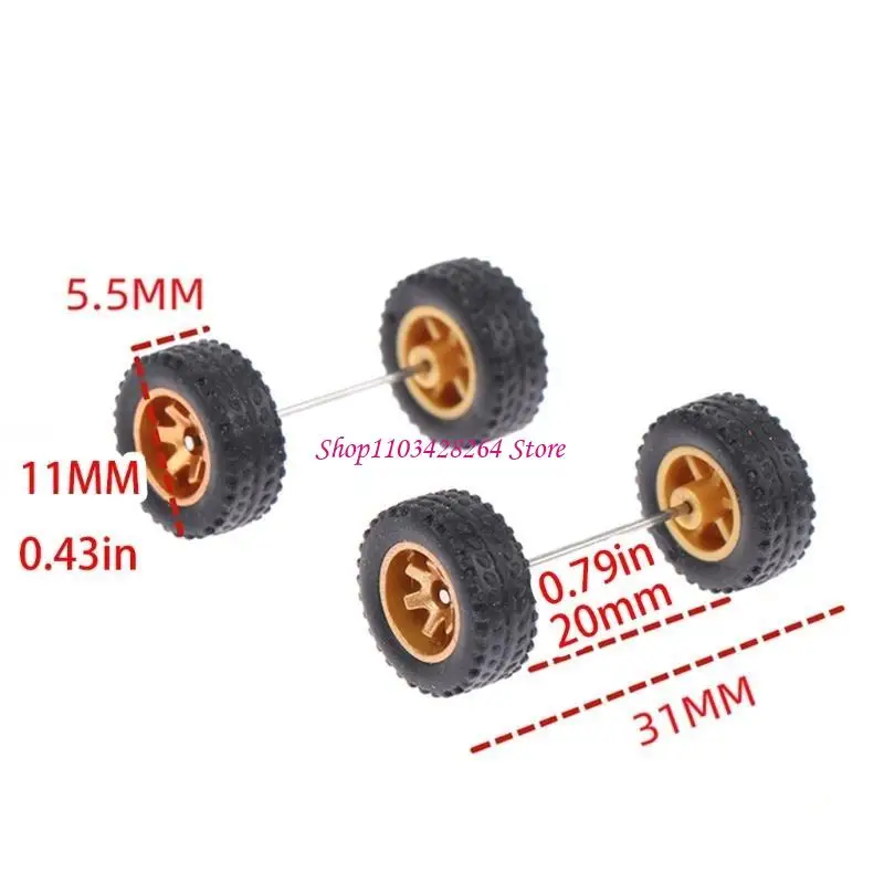Bộ 4 Bánh Xe Cao Thay Thế 1/64 Bao Gồm Trục Cho Xe Ô Tô Mô Hình