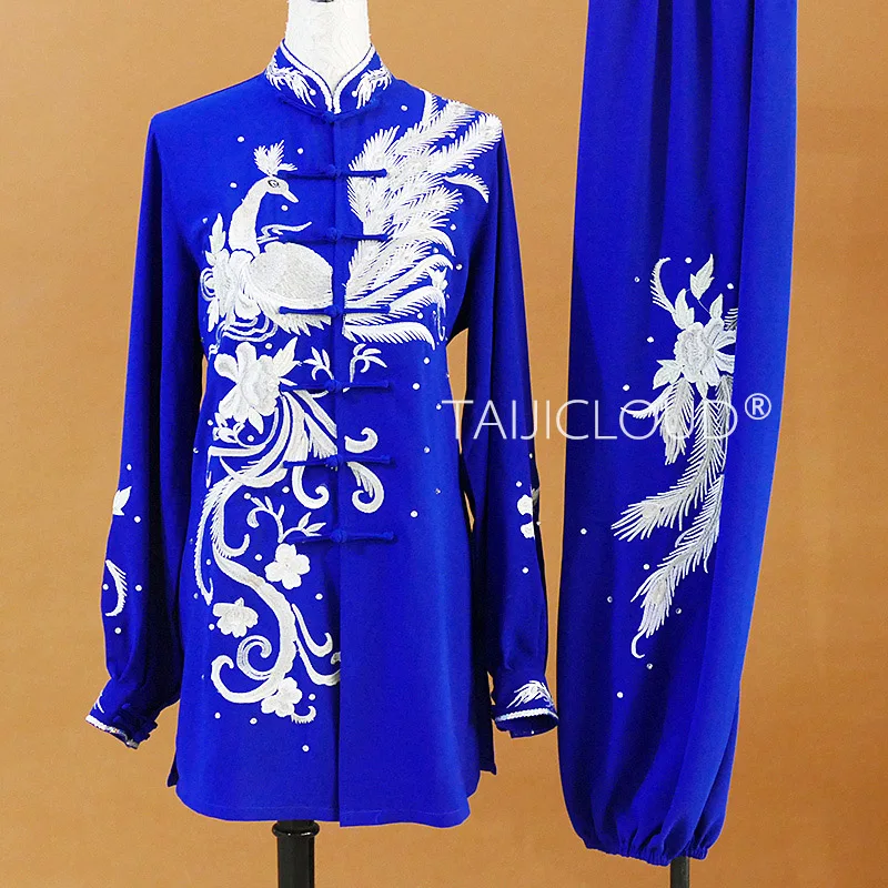 Phoenix Embroidered Tai Chi Dance Suit, Medium Length Tai Chi Qi, Team Competition Performance Suit