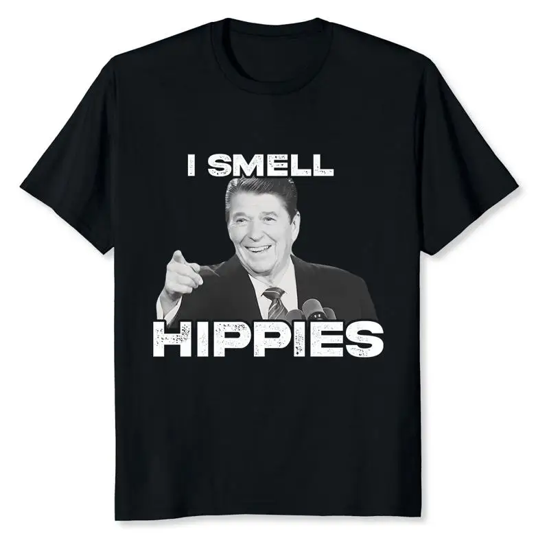 New Limited Reagan Ronald Conservative I Smell Hippies T Shirt