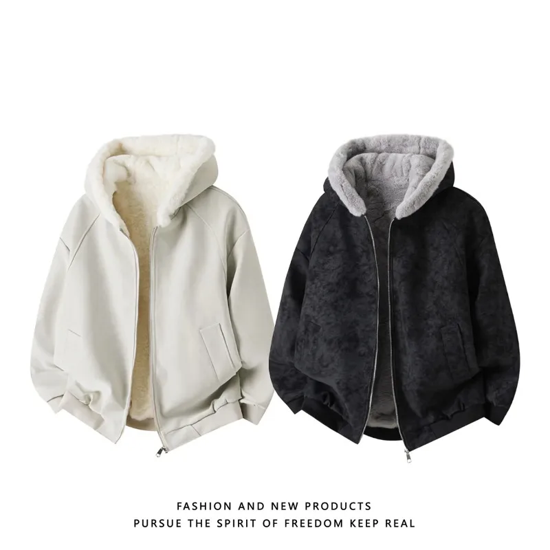 

Winter New Fashionable Plush Lined Silver Fox Fur Collar Hooded Warm Cotton Jacket Lychee Skin Seat Mountain Eagle Style