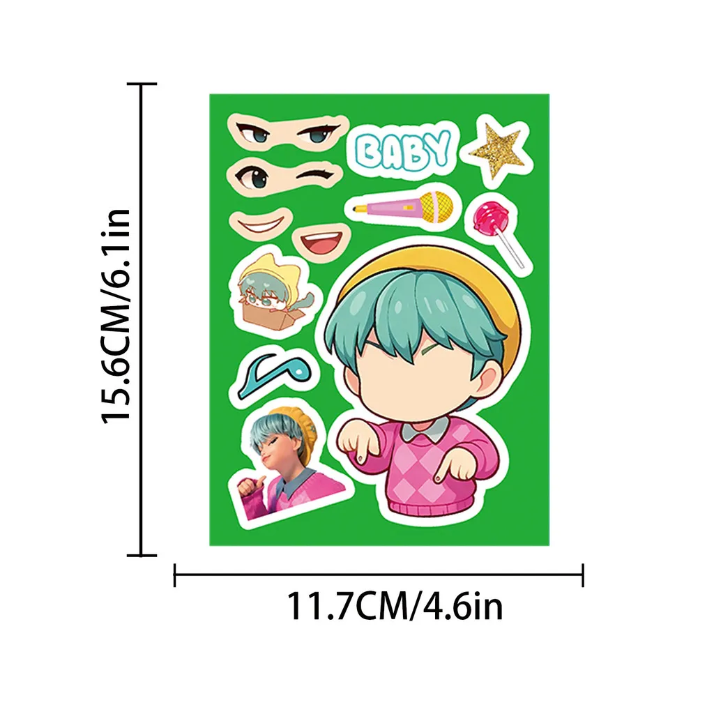 สติกเกอร์ DIY แบบเปลี่ยนหน้าตัวละครวง K-POP Witch Hunt Group (8 ชิ้น) - กันน้ำ ของตกแต่งแบบอินเทอร์แอคทีฟสำหรับเด็กและผู้ปกครองสำหรับเล่นเกม