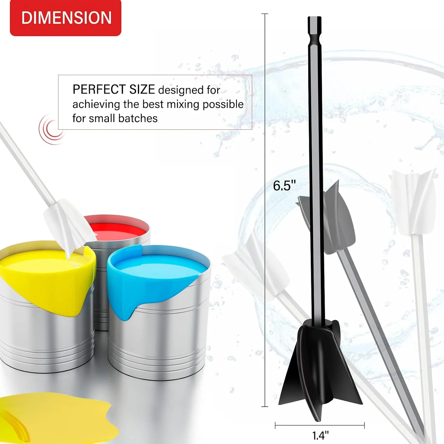 4 Pcs Resin Mixer Paddles for Resin Drill, Epoxy Mixer Attachment for Drill, Paint Mixer/Paint Stirrer for Mixing Resin, Epoxy,