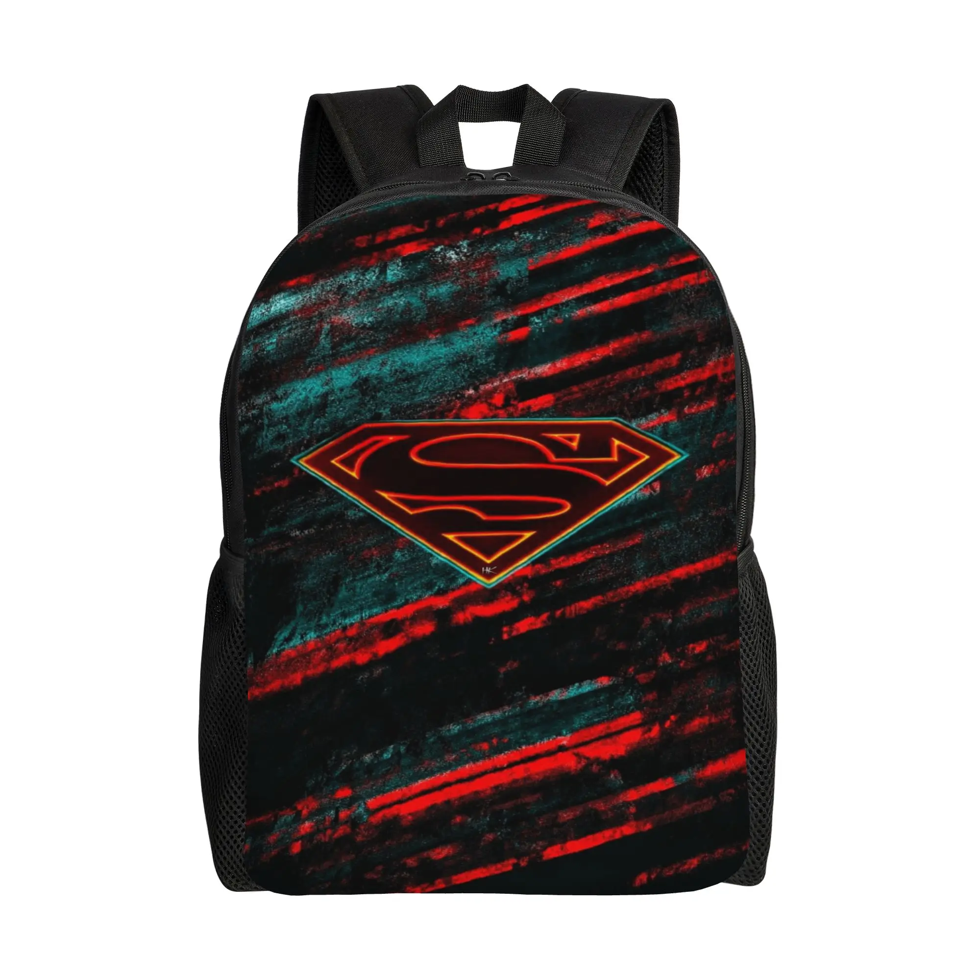 Back to school season Glitch Dark Grunge Superman Symbol Backpack  High School Students Classic Backpack