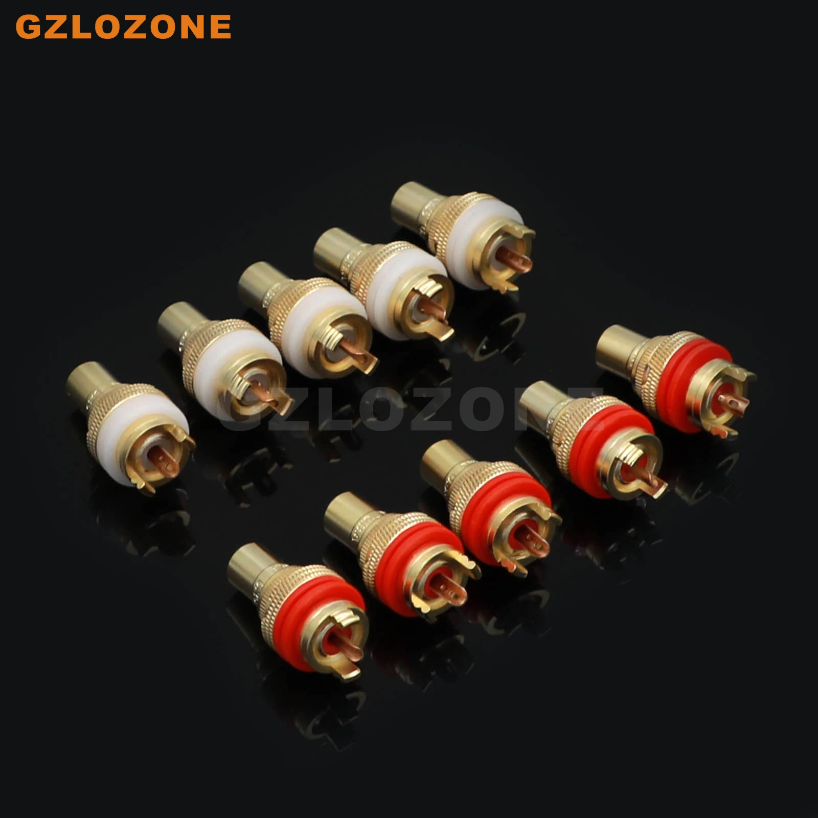 1คู่/2คู่/5คู่พ่นทรายชุบทอง RCA ซ็อกเก็ตสัญญาณเสียงบัวหญิง