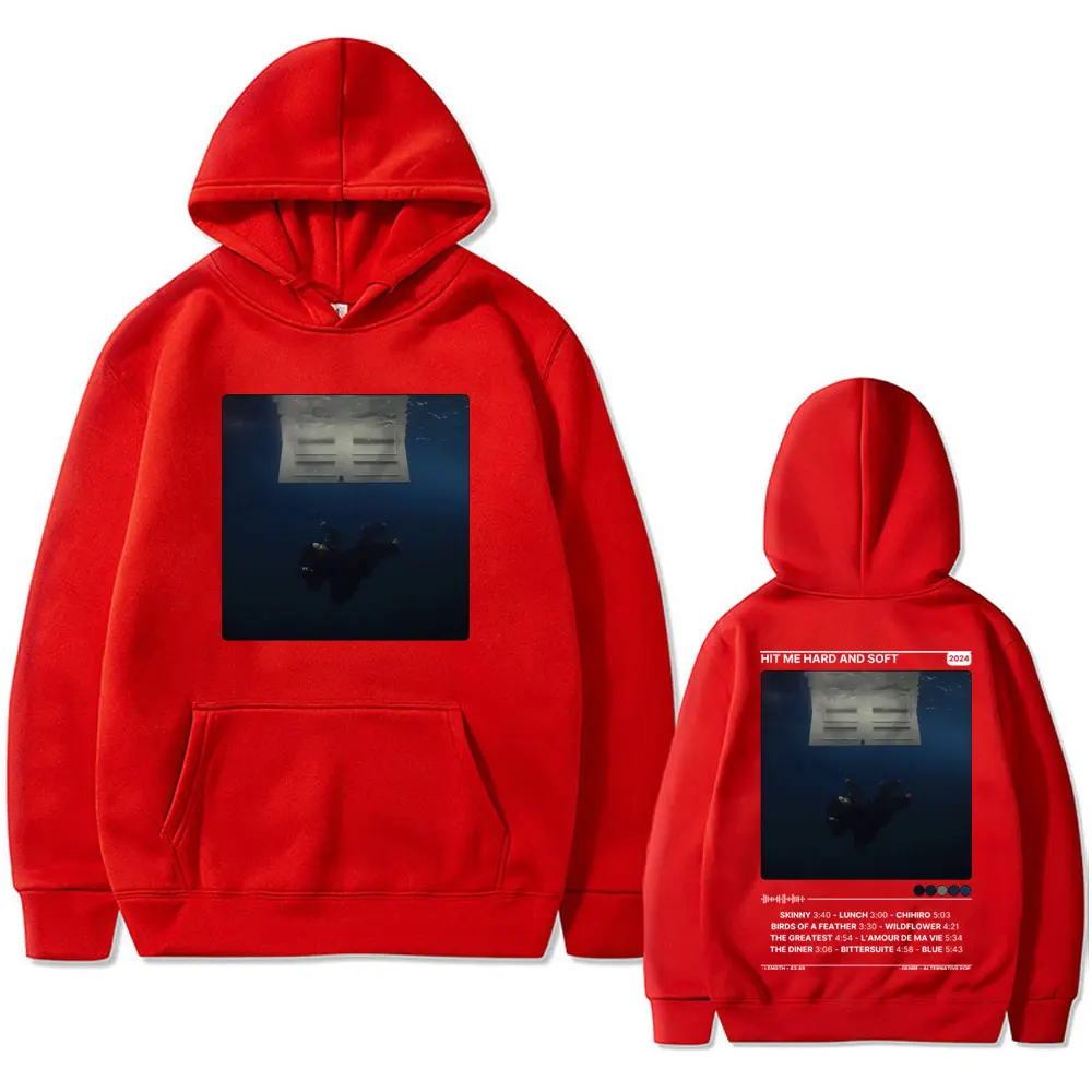 Hit Me Hard and Soft Graphic Print Hoodie Men Women's Hip Hop Fashion Art Aesthetic Pullover Male Casual Oversized Streetwear