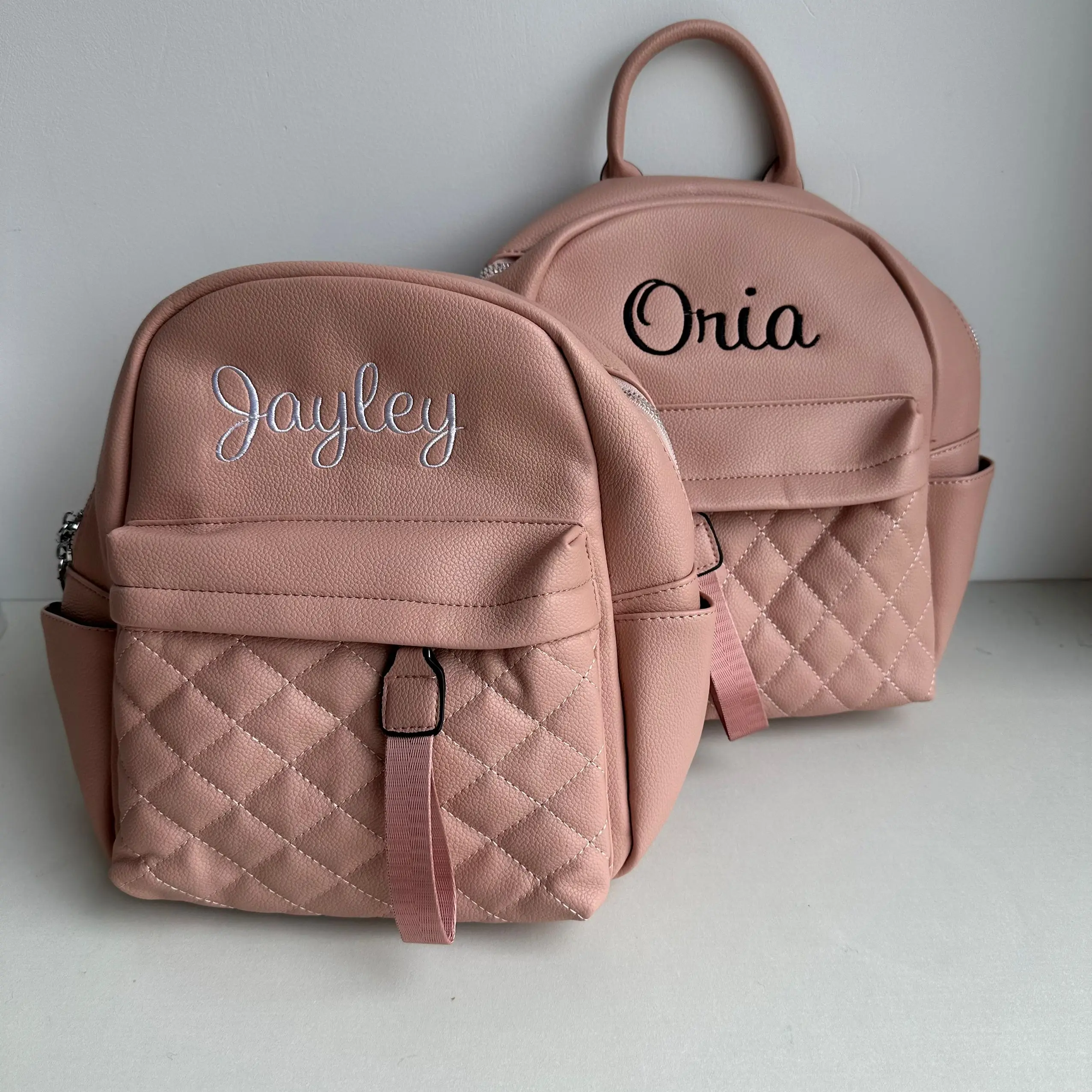 

Embroidery Name Backpack Women's PU Bag Fashion Ladies Gift High Quality PU Backpack Personalized Girls Outdoor Small Backpack