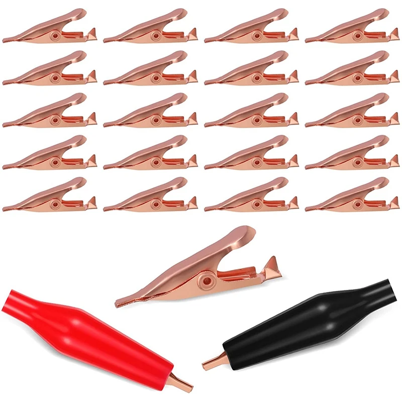 20 Mini Tandeloze Alligator Testclips, Massief Koperen Clips Elektrisch, 5amp Met Beschermende Isolatiedeksel Voor Soldeer