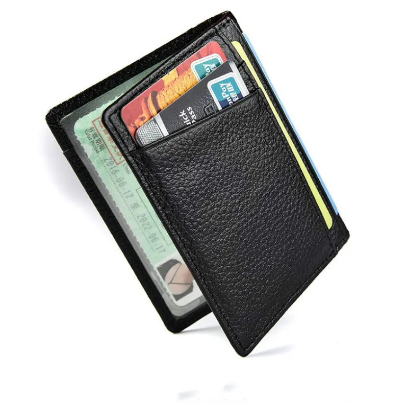 Super Slim Soft Men 100% Genuine Leather Mini Credit Card Wallet Luxury Brand ID Card Holders Purse Male Thin Small Cardholder