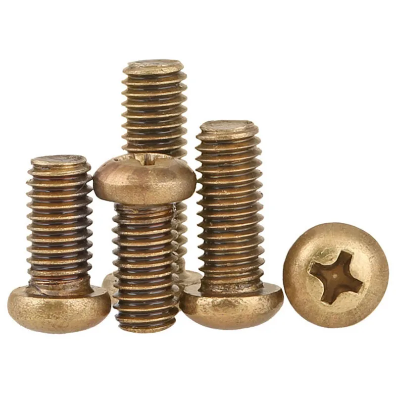 M4 M5 M6 Brass  Round Head Cross Groove Screws   Brass Phillips Cross  Machine Screw   Pan Head Philips Screw Bolts