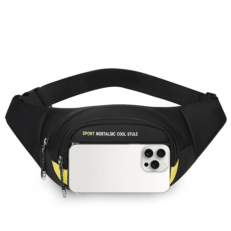 حقيبة خصر للرجال، حقيبة كتف قابلة للتعديل، جيوب متعددة بسحاب، حقيبة صدر متعددة الوظائف، إغلاق بسحاب متين #5