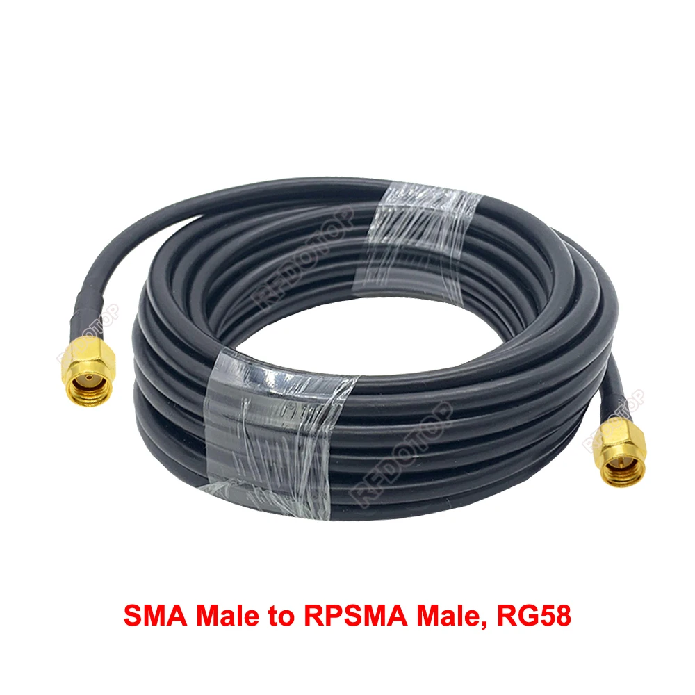 Kabel koncentryczny RG58 50Ω SMA męski do SMA męski, 1M-20M, przedłużacz anteny WiFi, złącze SMA-SMA-50JJ-3, adapter pigtail — zdjęcie 4