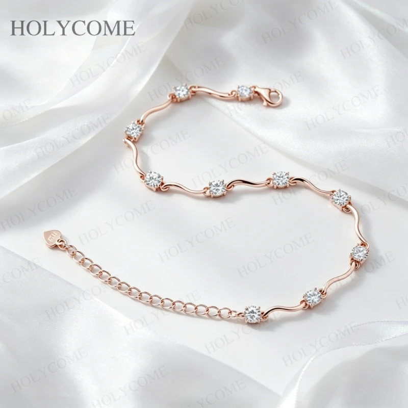 4mm Moissanit Armband im Banddesign mit Zertifikat für Damen 925 Sterling Silber Kettenarmband Luxus Modeschmuck – Detail 4