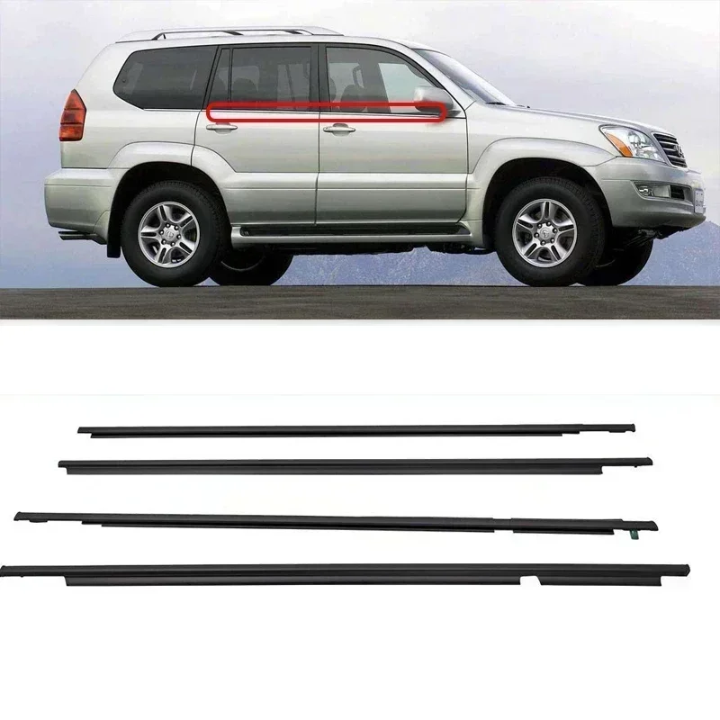 For Toyota Land Cruiser Prado 120 Series Window Weatherstrips For Lexus GX470 2003-2009 Side Door Moulding Rubber Trim Seal