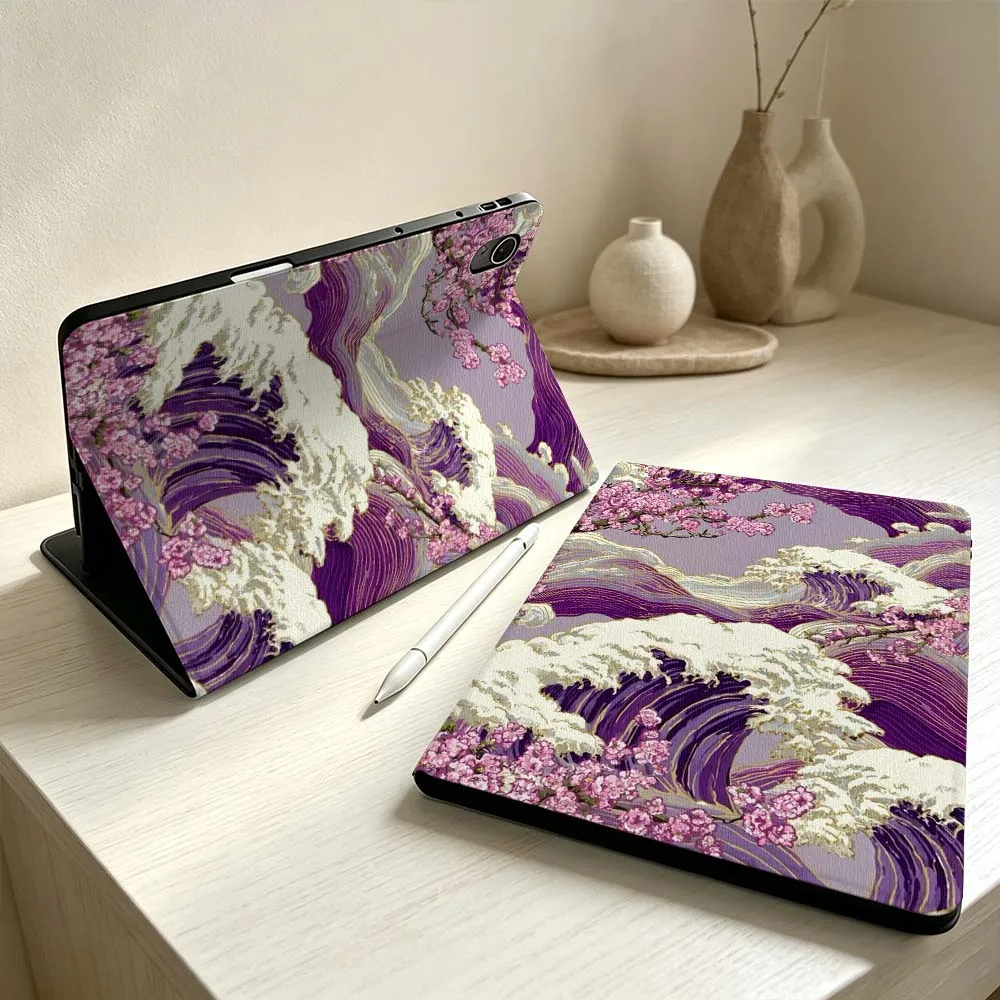 Cherry Blossom Wave Soft Pen Tray Tablet Case For Huawei MatePad MediaPad MagicPad Honor Pad 10 9 8 X10 X9 X9a S Pro