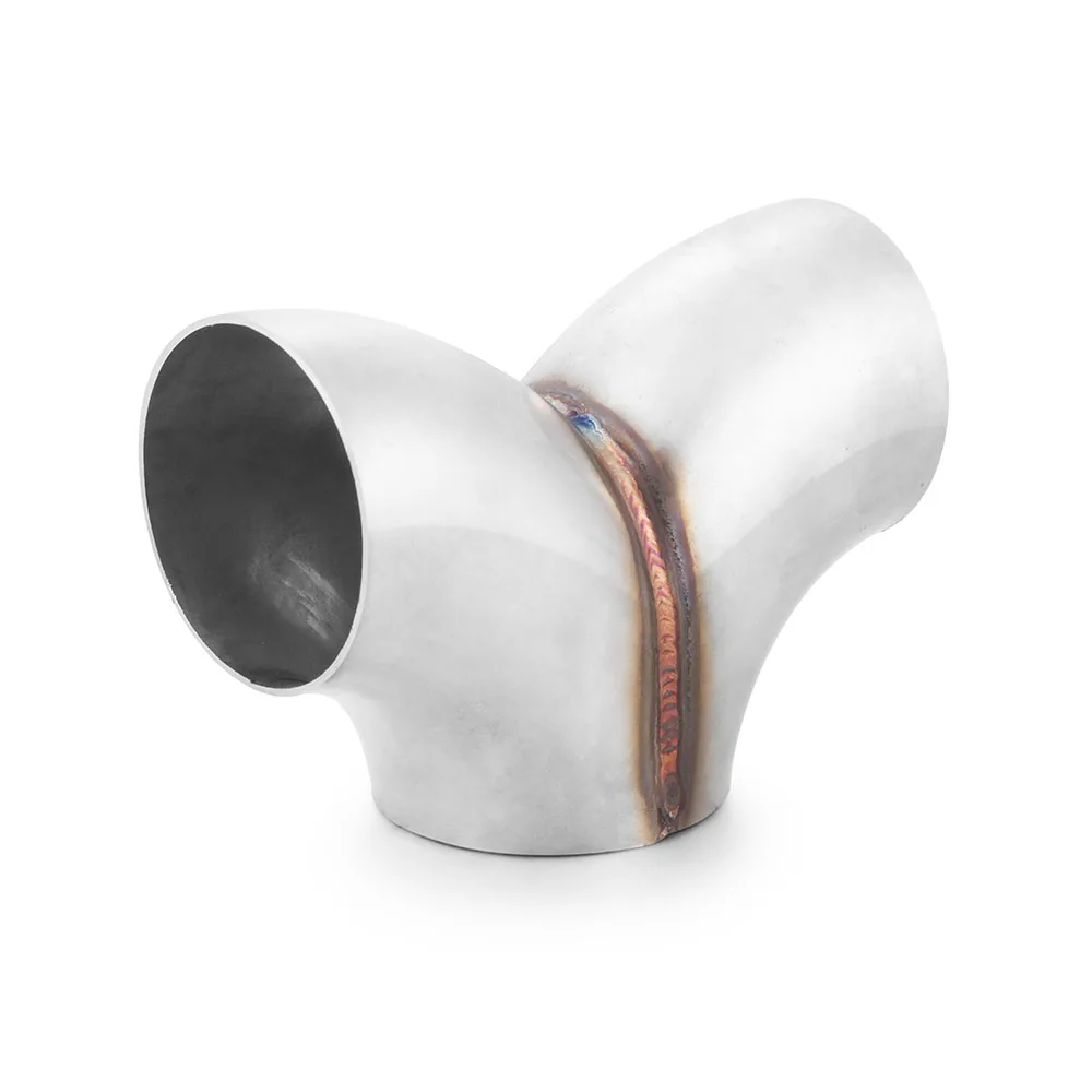 Silenciador de escape de soldadura tipo Y, tubo de conexión en T, accesorios de tubo de escape de acero inoxidable, T en espiga OD: 51/57/63/76MM