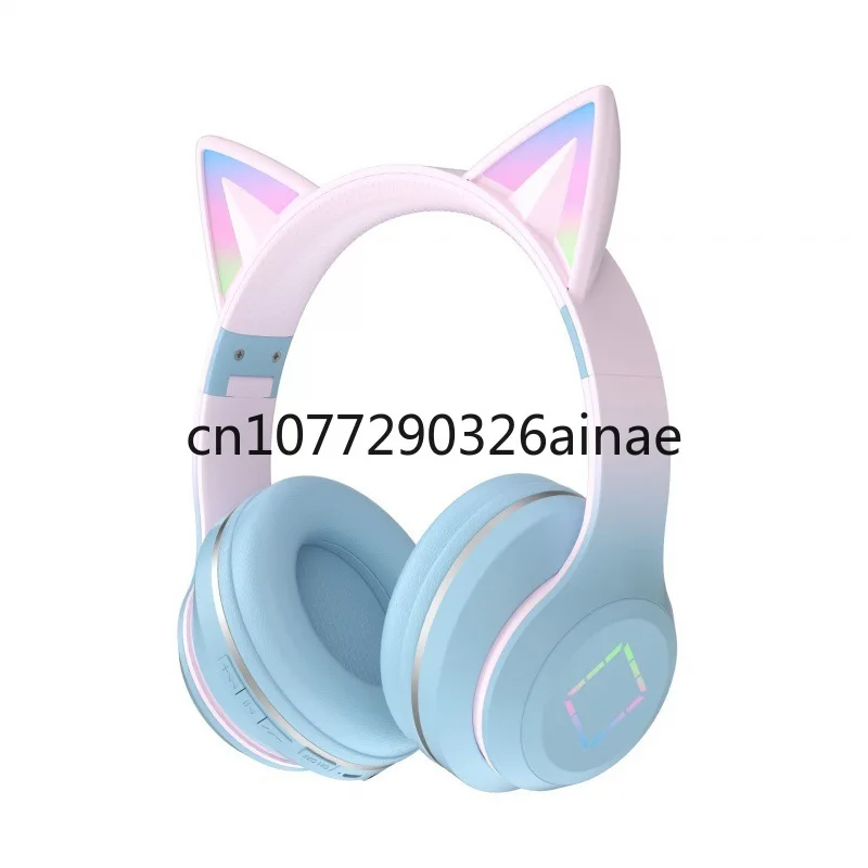 

Gradient Color Wireless Bluetooth Headset Cat Ear Headset Children's Online Class Audio Earphone Live Broadcast