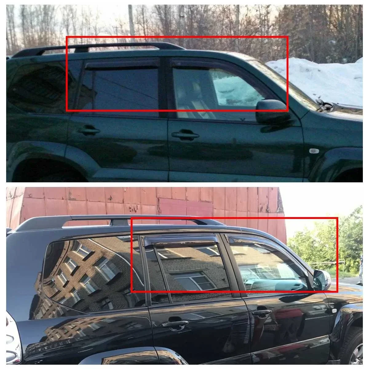 4PCS Car Window Wind Deflectors Tinted For Toyota Landcruiser Prado 120 Series 2003 2004 2005 2006 2007 2008 2009 black