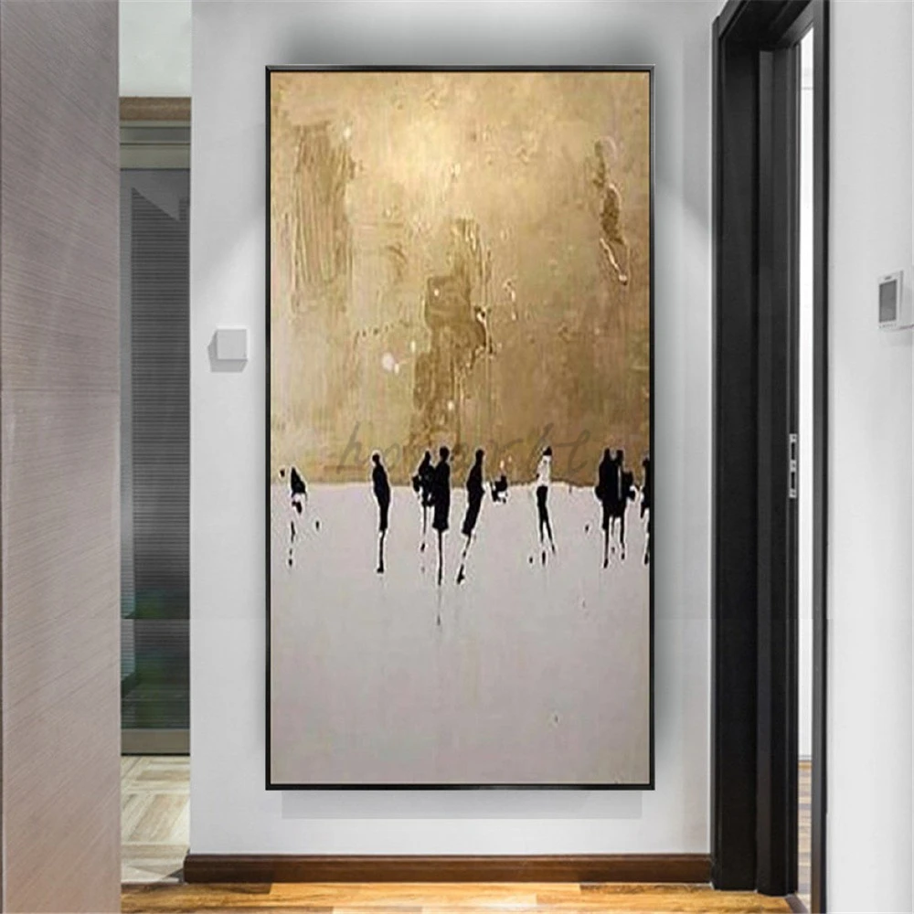 Modern Golden Oil Painting Handmade Canvas Poster Wall Art Contemporary Home Decor Picture Kitchen Room Free Shipping As Gifts