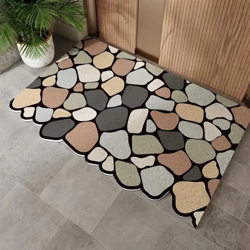 

Уличный придверный коврик из ПВХ с петлевым ворсом, настраиваемый, противоскользящий, грязезащитный, для дома, с геометрическим узором, вилтонское плетение