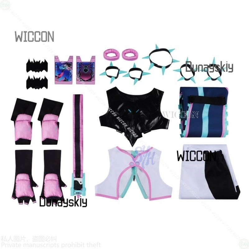 Disfraz de Anime Owww Crossover Street Cos Fighte, disfraz de Hann Juri, lencería Sexy, uniforme de batalla rosa y azul, pelucas Y2K para Halloween