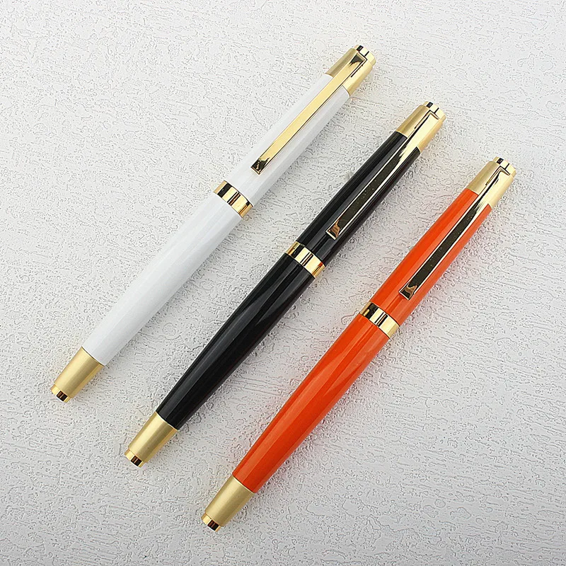 Business 5115 Metal Orange Gold Clip Fountain Pen Cute for Students Calligraphy F Nibs Writing Ink Pens Office School Supplies