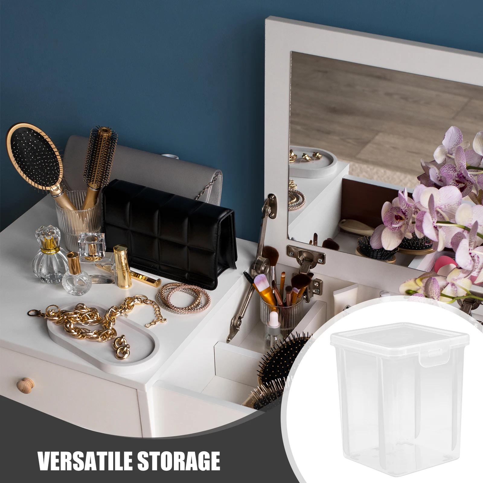 

2pcs Transparent Storage Clear Organizer For Classroom Office Stationery Document Holder Lid Container Stackable Pencil Case