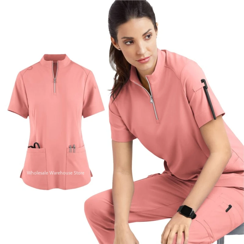 Unisex Medical Uniforms for V-neck Nurse Scurbs set Women Hospital Doctor Workwear Oral Dental Surgery Work Uniform short sleeve