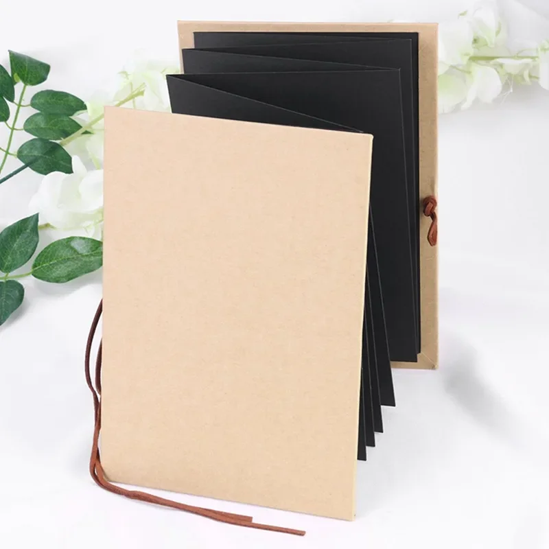 1Pcs 6/8Inch Folding DIY Photo Album Hand Made Hardcover A4 Paste Type Kraft Paper Wedding Anniversary Scrapbook