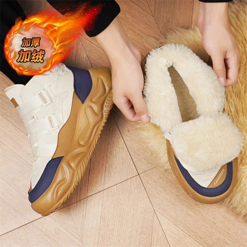 Men's Winter Boots Warm Waterproof Non-Slip Plush Sneakers Shoes - Winter Slippers Male Tenis Boots - Image 3