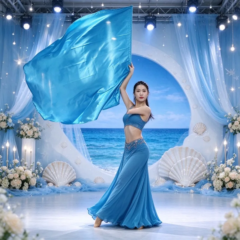 Ombre Color Praise Worship Dance Flag Stage Performance Prop Western Style
