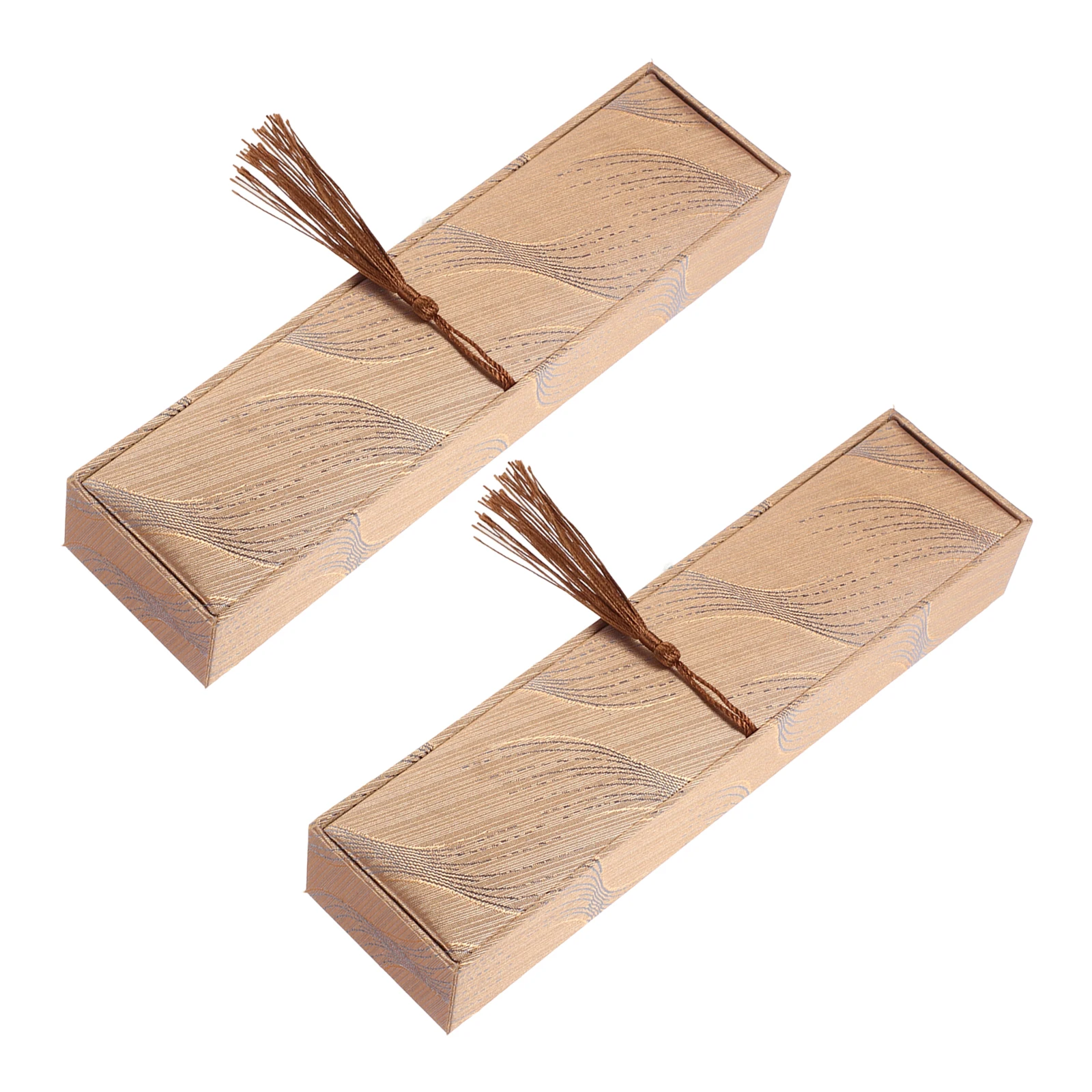 

2PCS Jewelry Box Chinese Style 24 6 3.5cm Golden Tassel Necklace Case Bracelet Storage Travel Gift Packaging