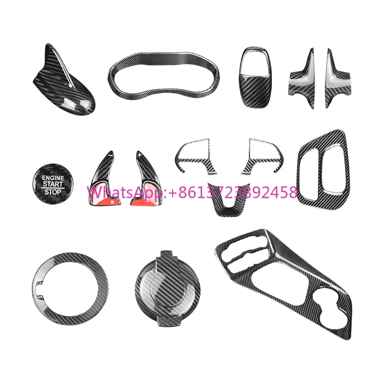 

Full Set Real Carbon Fiber Car Interior Trim Carbon Fiber Car Dashboard Decoration Accessoires Cover for Dodge Challenger