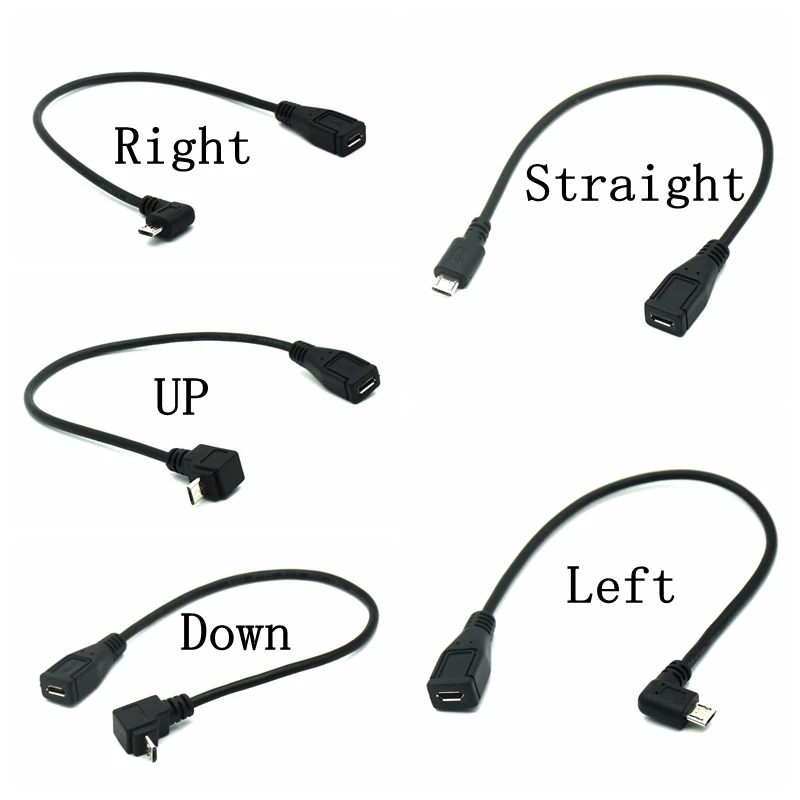 

New Micro USB 5 Pin Male Down Angle 90 Degree to Micro USB Female 5P Plug Cable Extended Cord Adapter cable