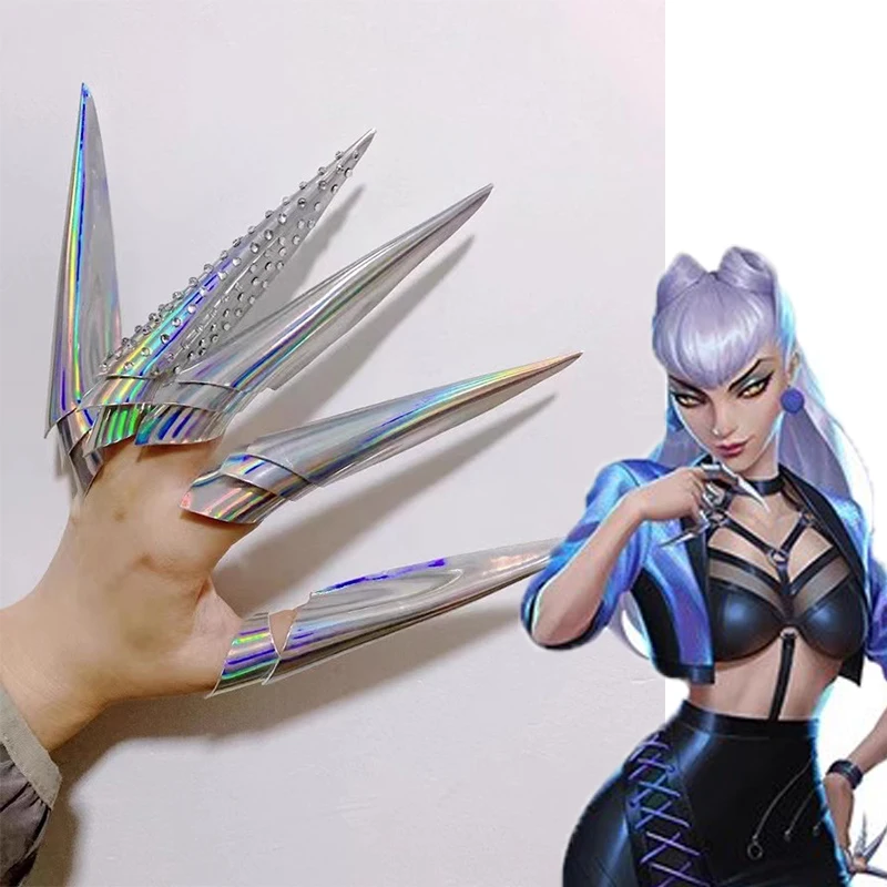 

10PCS LOL KDA Evelynn Agony's Embrace Cosplay Props Women Sexy Finger Rings Gothic Claws Hand Nail Halloween Party Accessories