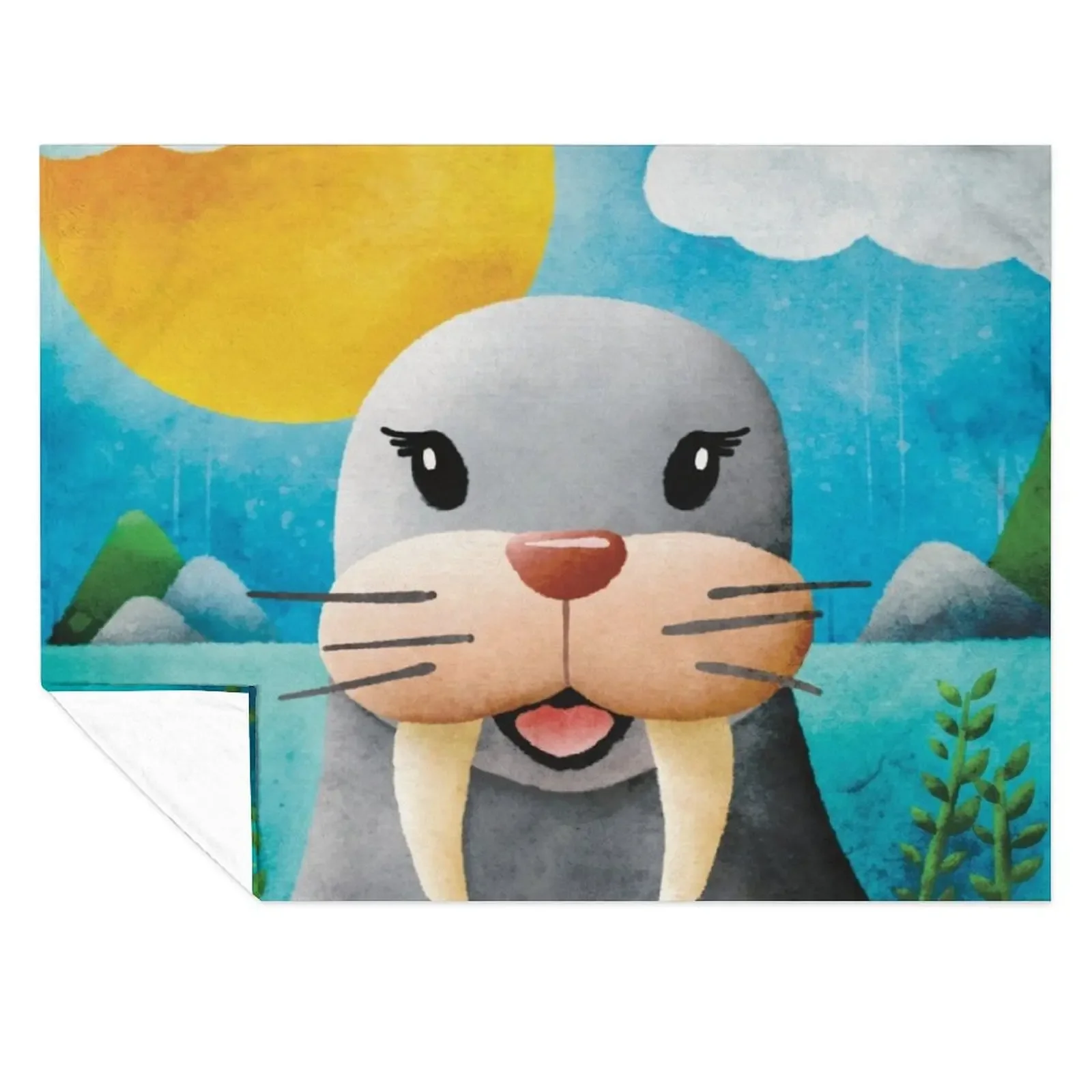 

Barbara Walrus - Not 20/20, but close - Nursery Art Throw Blanket Bed blankets and throws Blankets For Sofas Soft Plaid Blankets