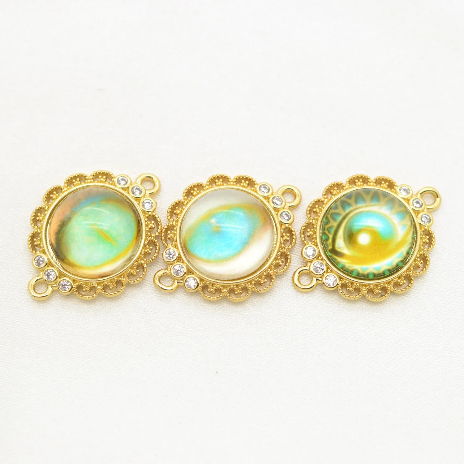 

Colorful Big Eyes Connector for Jewelry Making Accessories Zircon Resin Gold Color Jewelry Accessories Brass Fasteners Clasps