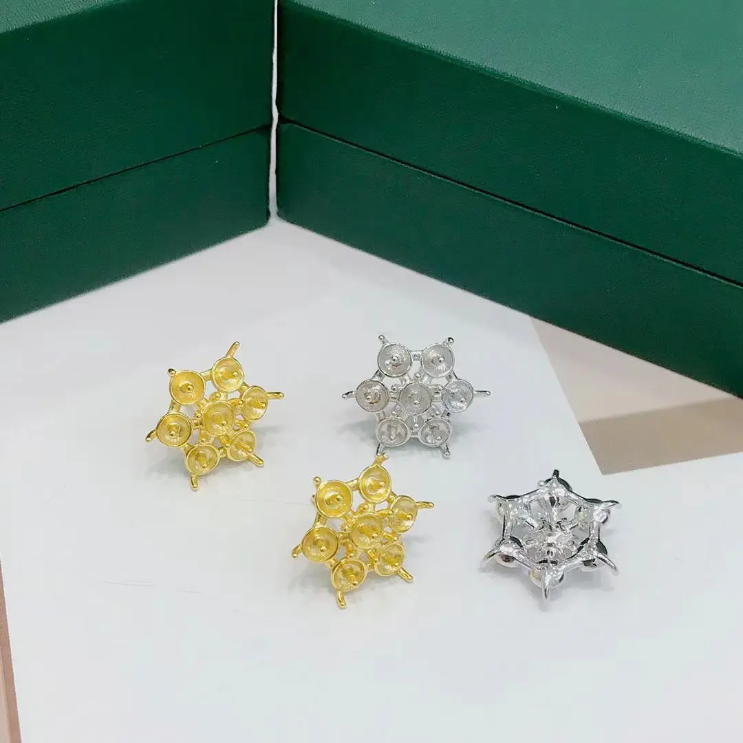 Wholesale S925 Sterling Silver Earrings Mount Findings Settings Base Mounting Parts Accessory for 4-5mm Pearls 5 pairs/lot