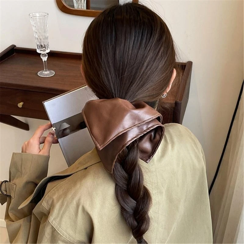 Q39C scrunchies pu pu lustrous للشباب البالغين المراهقين الأزياء حبل حبل الحبل حامل الشعر hairtie لأي ملابس لحفل الشعر decors