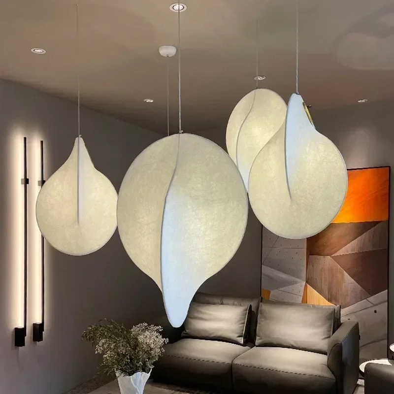 Nordic Silk E27 Led Pendant Lustre Light Dining Living Room Bar Chandelier Luminarias Home Decor Irregular Hanging Lamp Fixtures