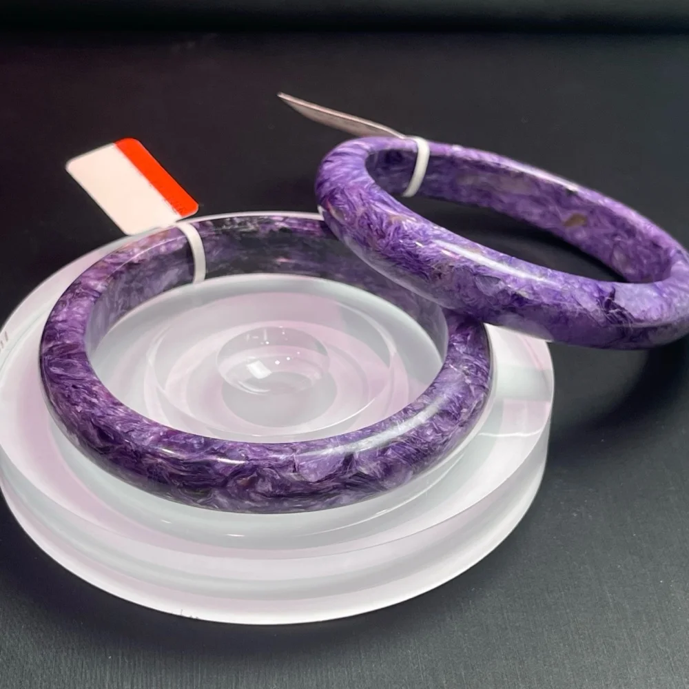Natural Crystal Purple Caroite Quartz Bangle 62mm Fortune Energy Healing Gemstone Women's Amulet Jewelry Gift