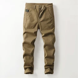 Mens Casual Pants Slim Straight Stretch Fashion Basic Men's Trousers Khaki Streetwear Trendy Original Designer Large Size