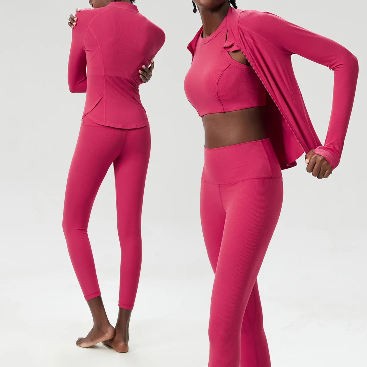 New yoga set 3 piece woman outdoor skirt set Gym Women Tracksuit Running Workout Clothes Long Sleeve Sports Bra Athletic Wear