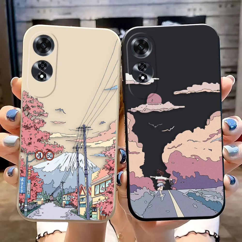 

Anime Girl Cherry Blossom Scenery Cover Phone Case For OPPO A98 A93 A92 A91 A78 A74 A60 A57 A54 A53S A38 A17 A16K A15 Case Funda
