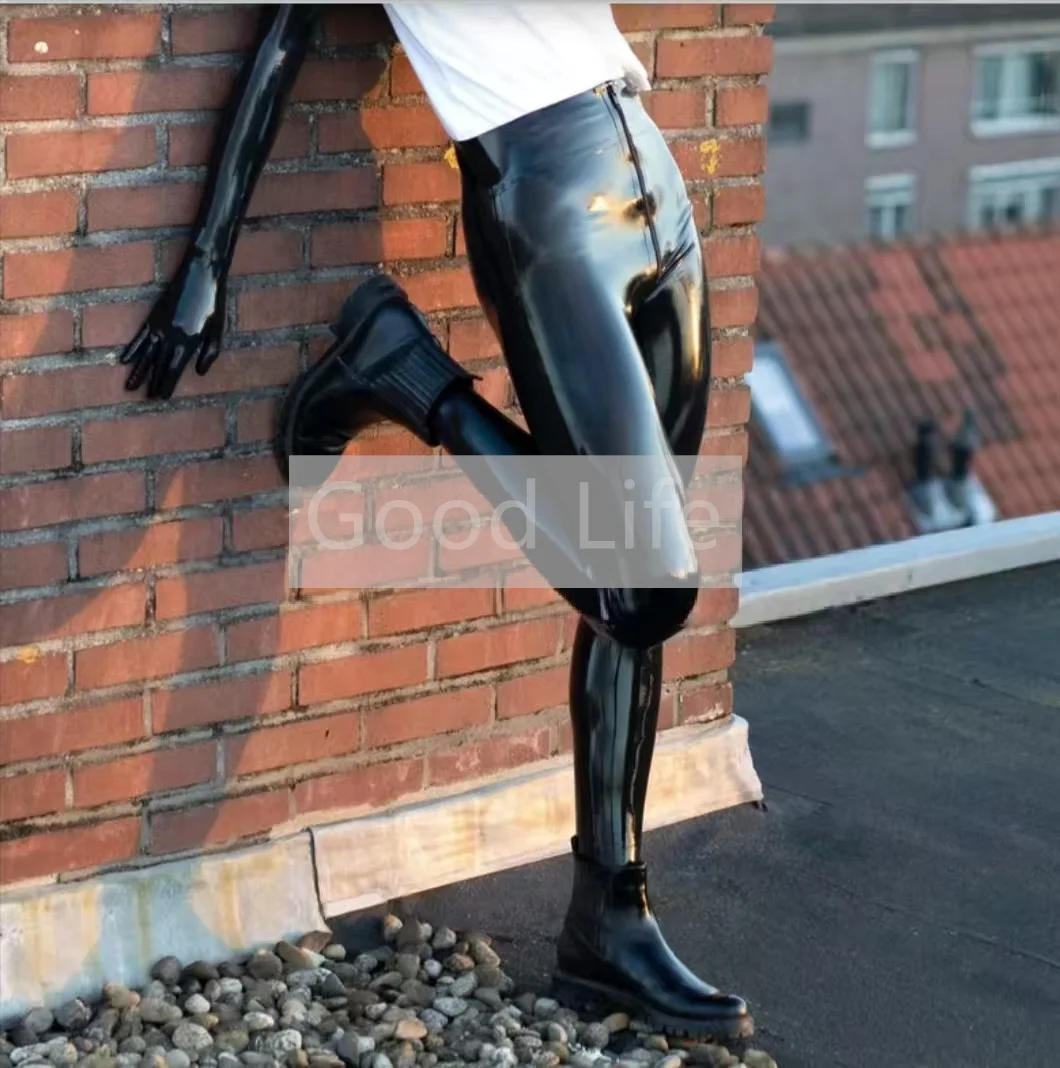 

Fetish Woman Latex Pantyhose Crotch Zip Gummi Ladies Tight Pants Attached Socks Slim Lady's Trousers Halloween Cosplay Legging