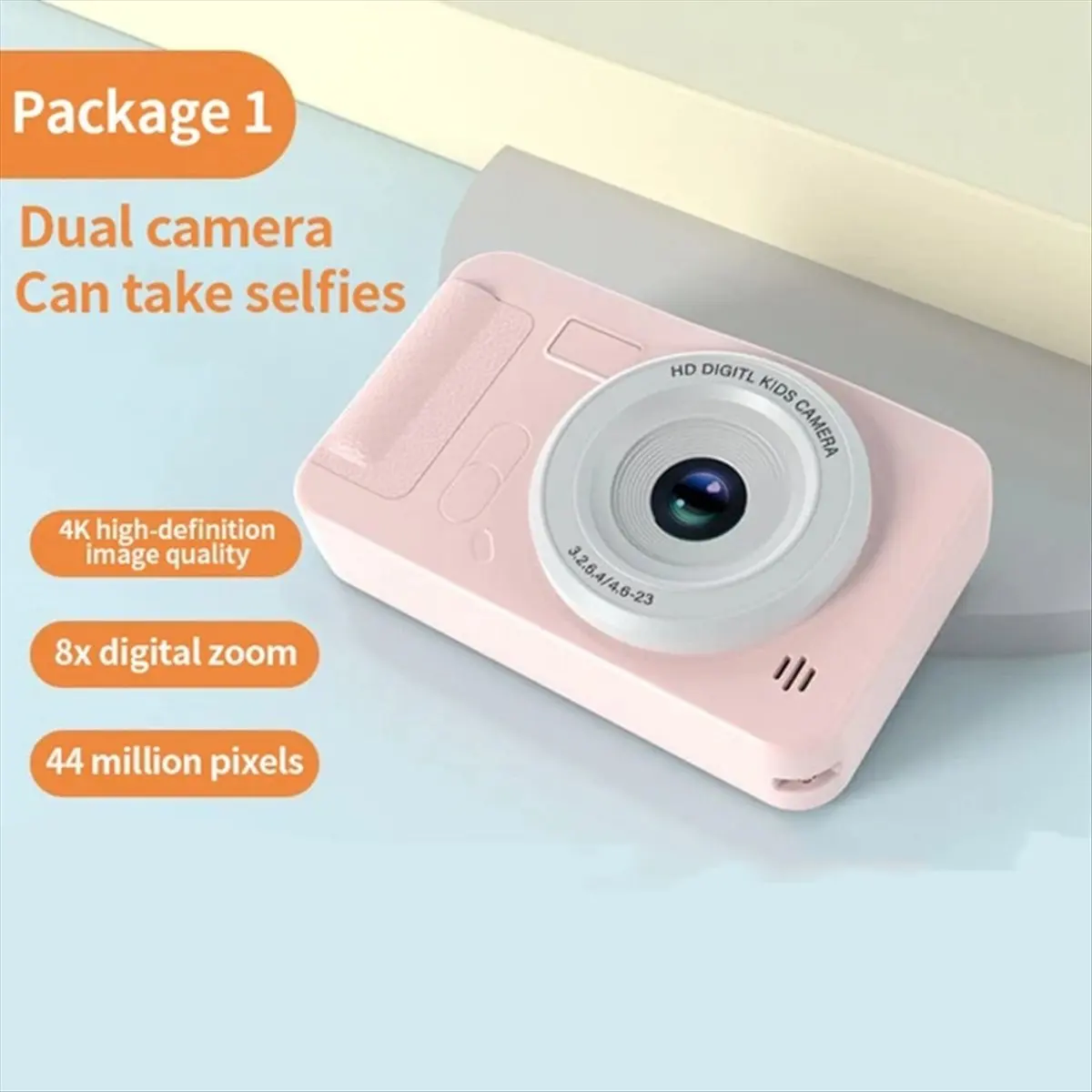 4K Digital Camera 44 Megapixels HD Photography CCD Travel Selfie Pocket Students Campus Selfie Camera Pink-A82Z