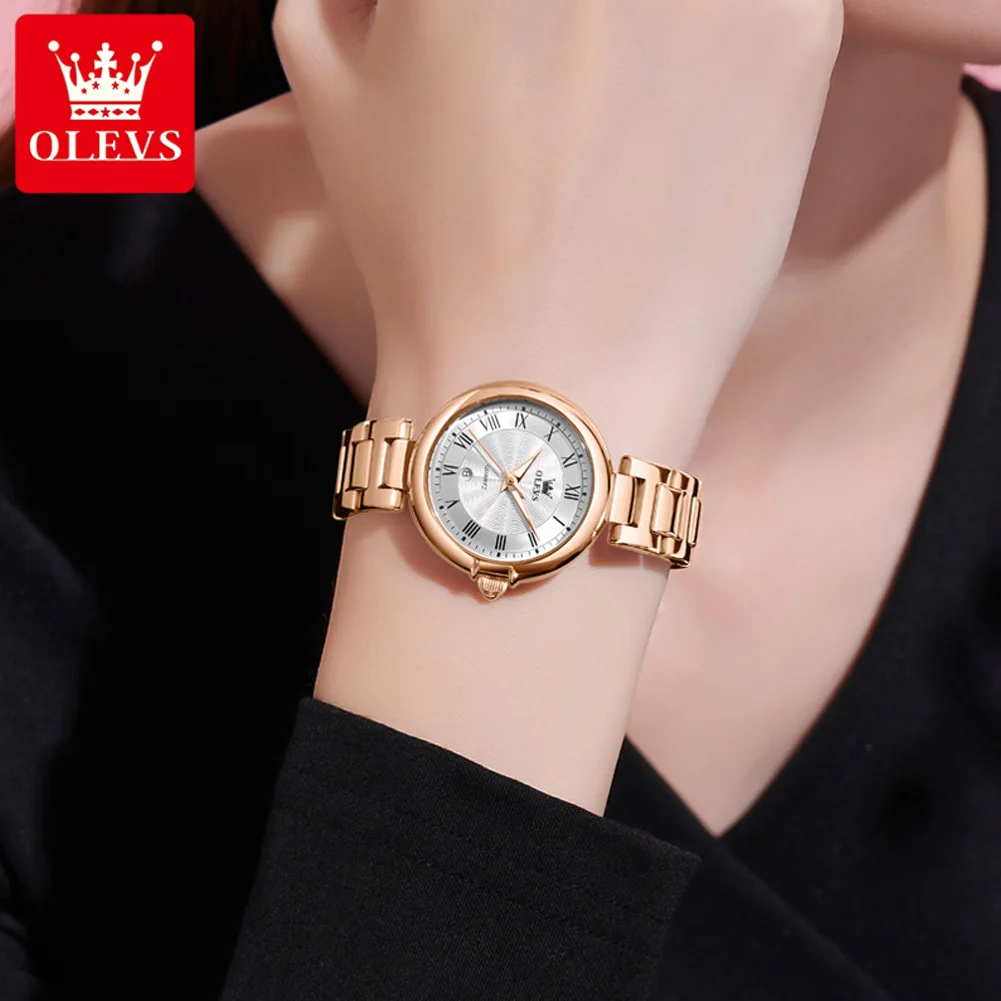 OLEVS 5608 Women Fashion Watch Stainless Steel Calendar Night Light Watch Original Brand Elegant Women Quartz Watch Reloj Mujer