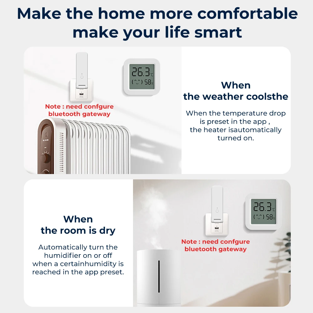 Imagem -05 - Tuya-sensor de Temperatura e Umidade Mini Display Digital Lcd Compatível com Bluetooth Controle de Aplicativos Smart Life Termômetro Higrômetro 1pc