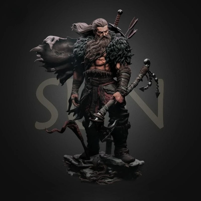 Northern Realm Soldier Warrior Resin Model 3D Printed Blank Figurine DIY Coloring Self-assembly Sculpture Decoration Craft Gift