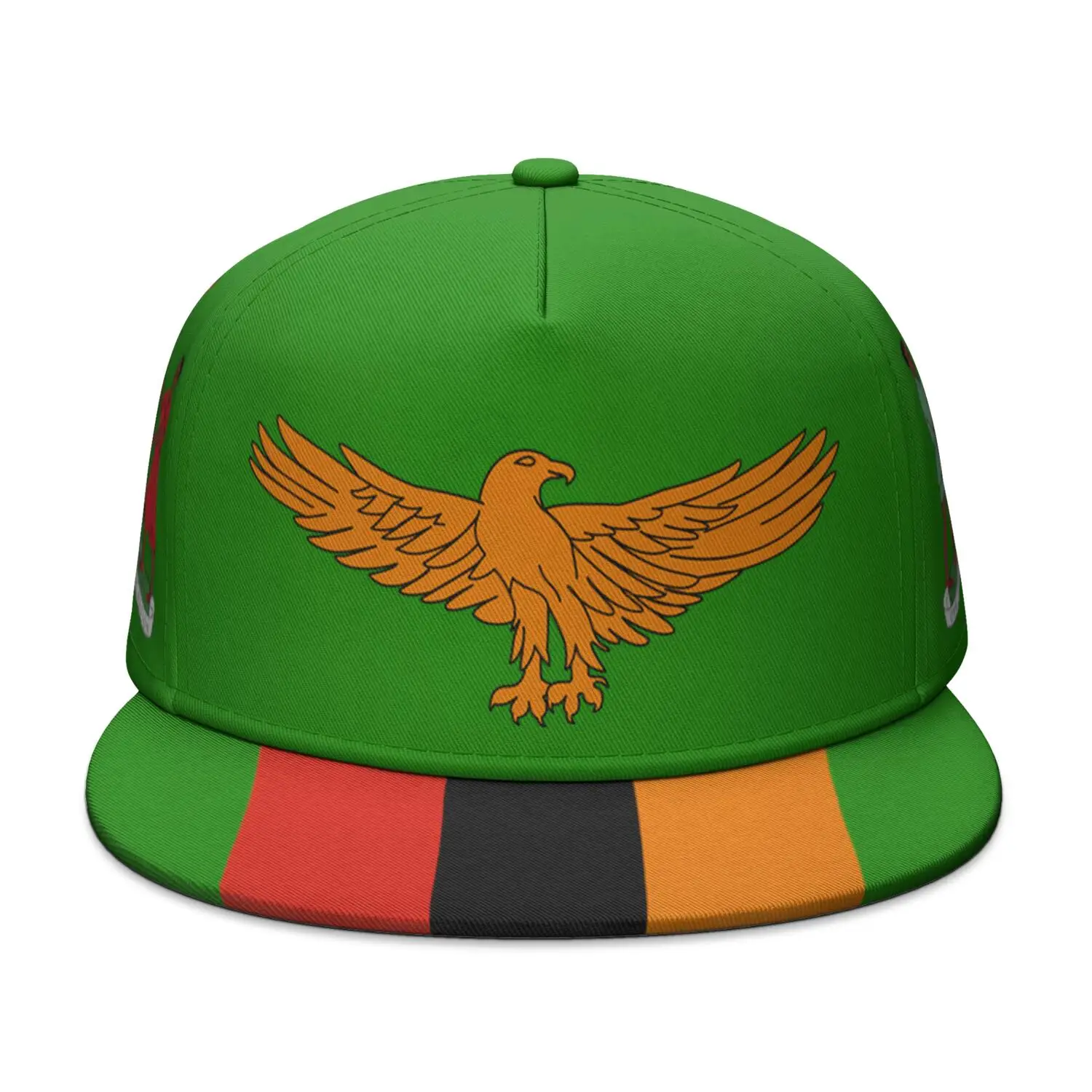 Zambia Flat Brimmed Cap Custom Made Name Number Team Logo Hip-hop Hat Country Travel Zambian Nation Republic Flags Headgear