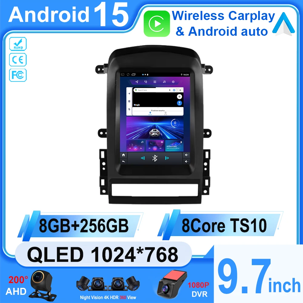 Android 15 Carplay For Chevrolet Captiva 2006 - 2012 9.7 Inch Style Car Radio Multimedia Player Bluetooth 4G Wifi Display